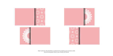 Pink business card template with luxurious white pattern for your personality.