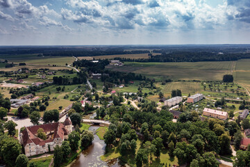 Fototapeta na wymiar Jaunpils village in central Latvia.