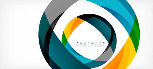Obraz premium Geometric abstract background. Circle created with overlapping color shapes. Vector Illustration For Wallpaper, Banner, Background, Landing Page