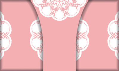 Pink banner template with mandala white ornament and a place under the logo