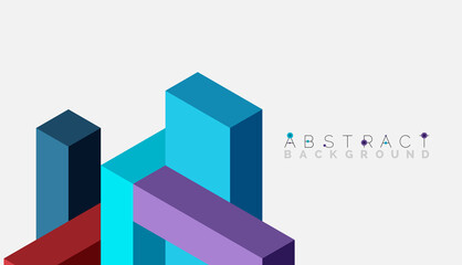 Abstract background. 3d cubes, cubic elements and blocks. Techno or business concept for wallpaper, banner, background, landing page