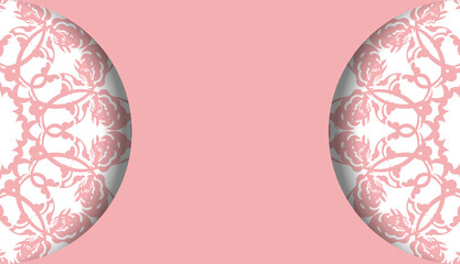 Pink banner template with vintage white pattern and space for your logo