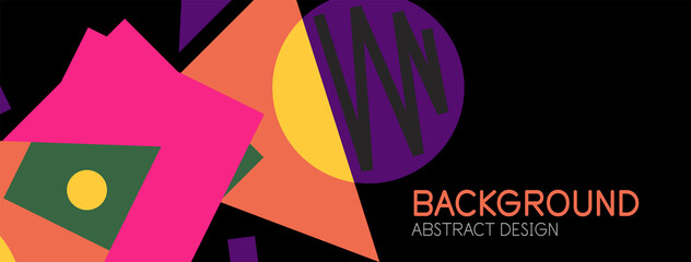 Abstract background. Blocks, lines, triangles, circles composition. Techno or business concept for wallpaper, banner, background, landing page