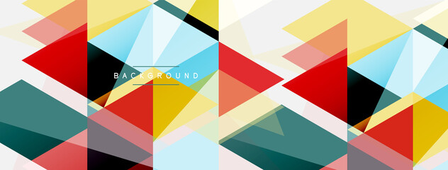 Color triangles composition, geometric abstract background. Techno or business concept, pattern for wallpaper, banner, background, landing page