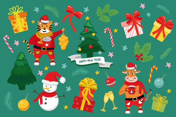 Christmas set, happy new year.