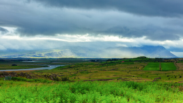 Iceland landscape on a cloudy day