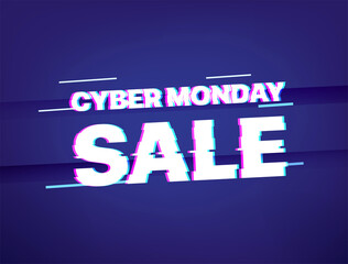 Cyber monday sale banner. Glitch effect