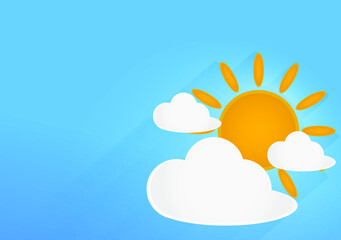 trendy sunny vector design background with sun cloud and sun.