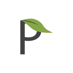 Initial letter with green leaf