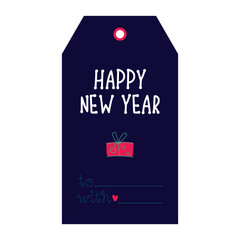 Merry Christmas gift, Happy New Year template gift tag label. Vector