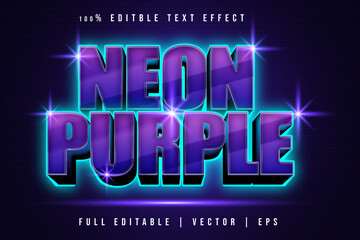 Neon purple editable text effect modern neon style