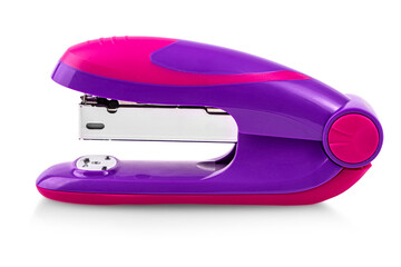 new pink stapler isolated on white background