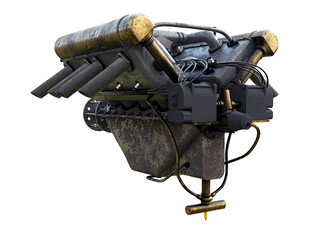 3d illustration of a car engine on a white background.