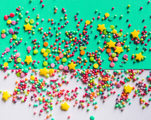 Blue minimalistic background. Postcard, festive solid color background with wonderful decor. Card with copy space for text.	