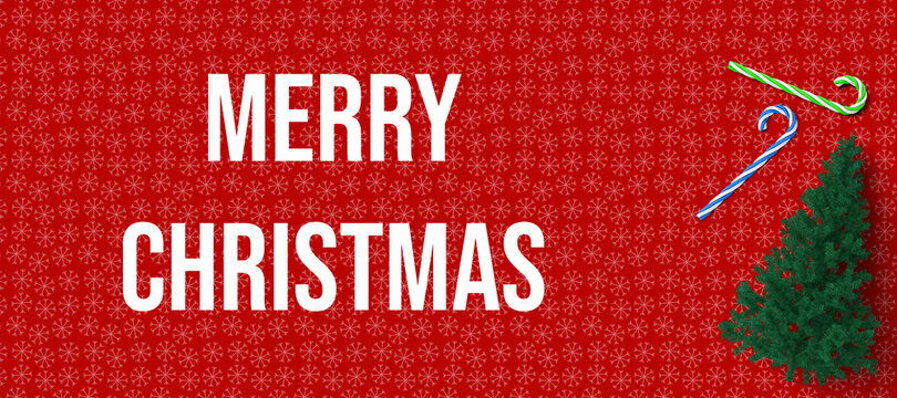 message MERRY CHRISTMAS and candy canes on christmas background