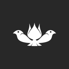 Two Bird with Tulips natural illustration logo design