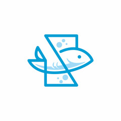 Letter S or Z with Aqua fish animal illustration logo design