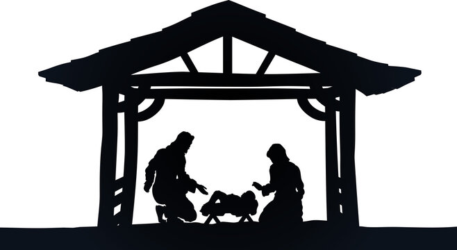 recommend clip art: Christmas Nativity Scene Jesus Manger Silhouette
