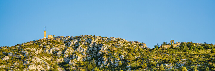 Croix de Provence cross and the top of the Montagne Sainte-Victoire mountain in Provence, France