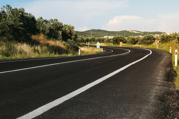 Bending road background on daylight.