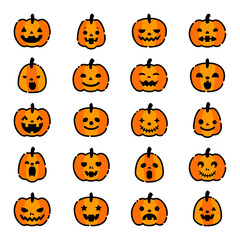ハロウィン　ジャックオランタン　アイコン　セット