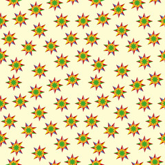 Pattern with octagonal colored star, festive attribute of Christmas. Vector graphics for holiday wrappings.
