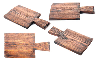 Old cutting boards isolated on a white background.