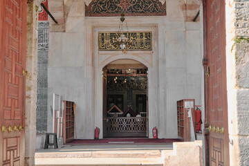 Hatice Turhan Sultan tomb in istanbul and its gate opens to garden inside the tomb building. Arabic...