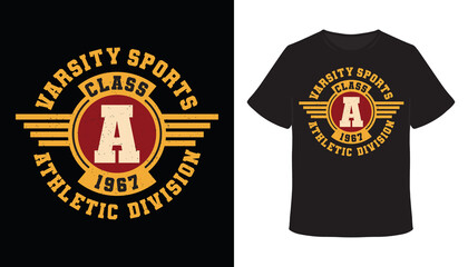 Varsity sports class A typography t-shirt design