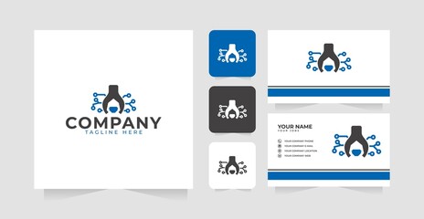 Hacker Wrench Tech Logo Design Vector Template
