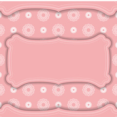 Pink color banner template with Greek white pattern and space for your logo or text
