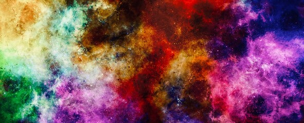 Coloured abstract nebula, galaxy concept, luxury colourful inverse illustration, hand drawn art, dreamy space texture, planet, extraterrestrial