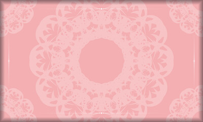 Pink color banner template with abstract white ornament for design under your logo or text