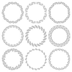 Obraz premium Vector set of round elegant frames in art deco style
