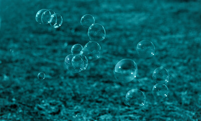 soap bubbles into the sunset with beautiful bokeh.close-up