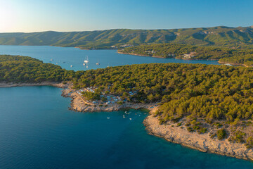 Aerial view of Hvar island in the Adriatic Sea, Croatia