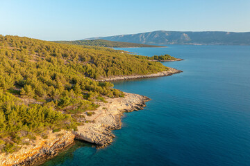 Fototapeta premium Aerial view of Hvar island in the Adriatic Sea, Croatia
