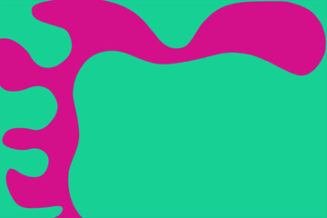 明るいエメラルドグリーン地にピンクの曲線模様のフレーム