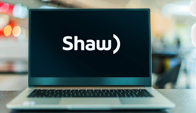 Laptop Computer Displaying Logo Of Shaw Communications