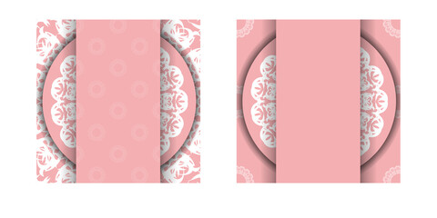 Template Congratulatory Brochure in pink color with Greek white ornaments for your congratulations.