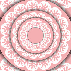 Pink banner with vintage white ornament for design under your text