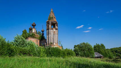landscape of a ruined village church