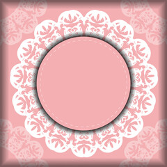 Template Congratulatory Brochure in pink color with Indian white ornaments for your congratulations.