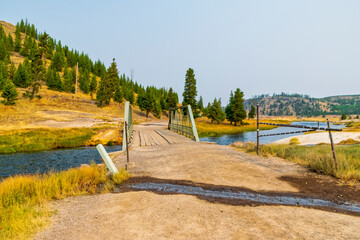 Walking bridge over the Firehole River on Fairy Falls trail