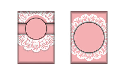 Template Congratulatory flyer pink with mandala white pattern for your brand.
