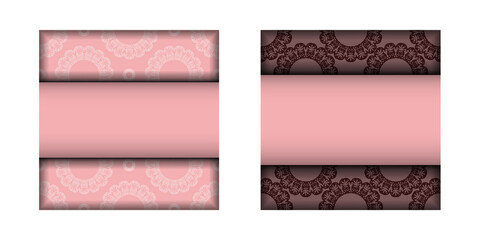 Postcard in pink color with a luxurious white pattern for your congratulations.