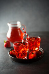 Refreshing strawberry drink served for two