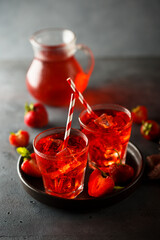 Refreshing strawberry drink served for two
