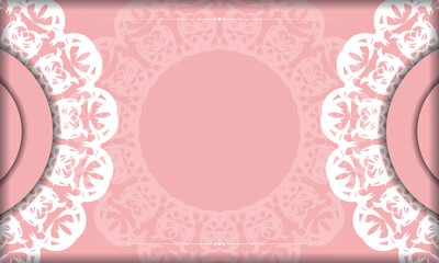 Pink banner with abstract white ornament and place for text
