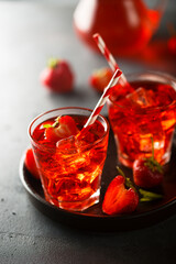 Refreshing strawberry drink served for two